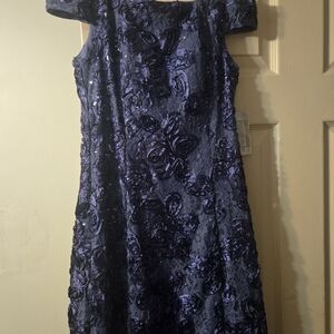 Alex Evenings Navy Floral Midi Dress